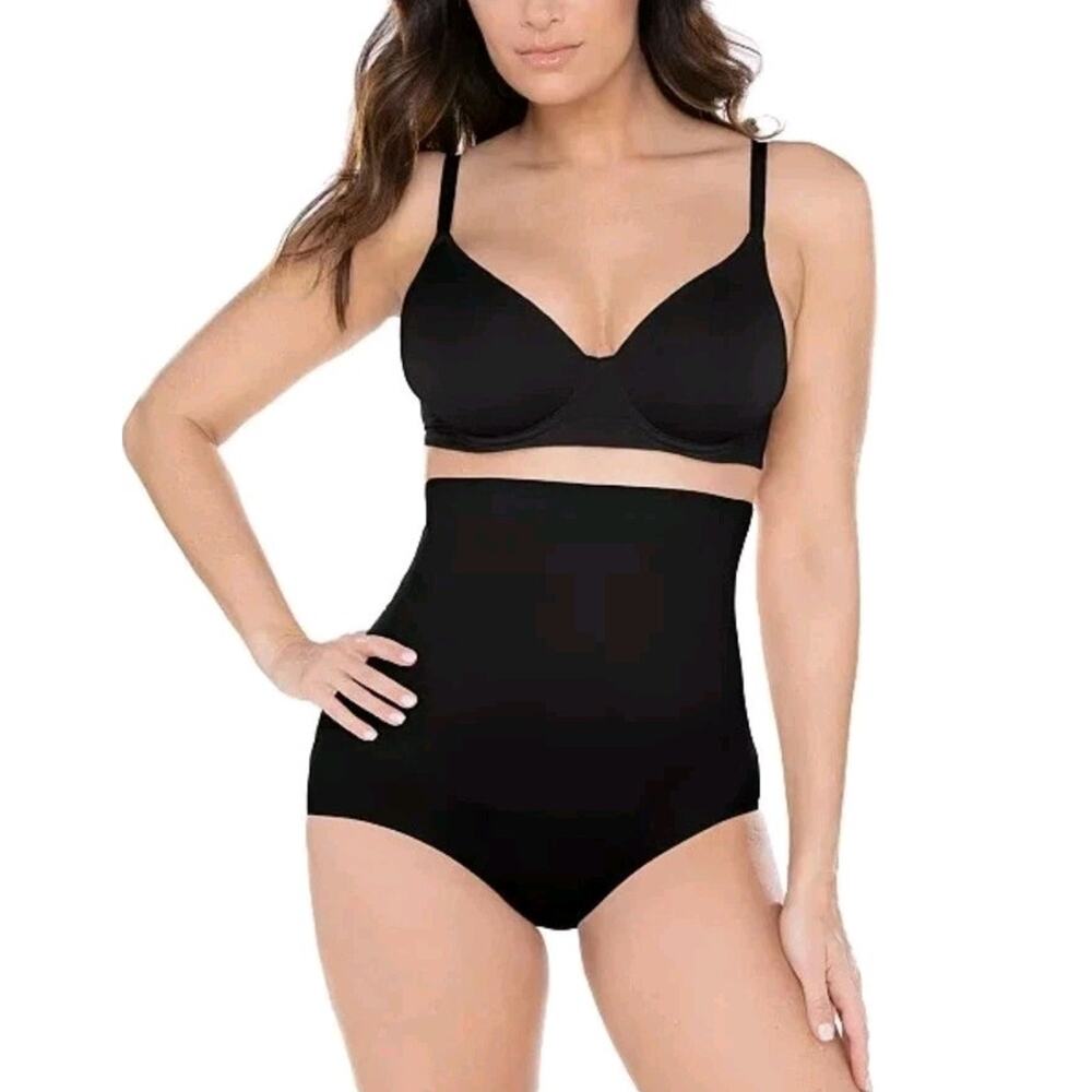 NWT Miraclesuit Women's SMALL Comfy Curves Hi Waist Shaping Brief 2515 Black $49